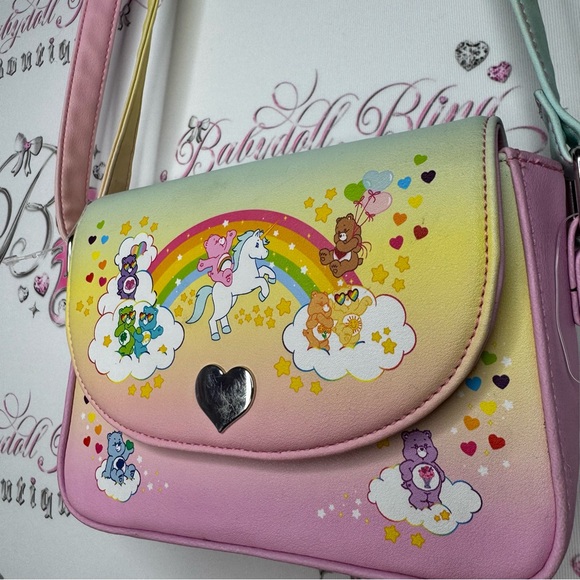 Loungefly Care Bears bag cross body pastel rainbow teddy bears hearts ombrΓ© - Picture 9 of 13